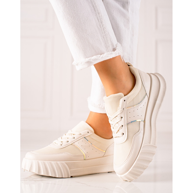 TRENDI Sneakers sportive sulla piattaforma beige 1