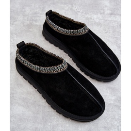 Pantofole da donna in camoscio con pelliccia nera Buffie nero 2