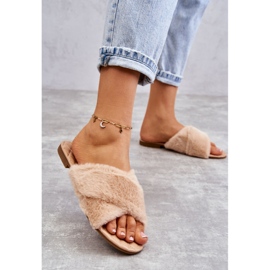 PA1 Tacchi piatti da donna con pelliccia di Lussie nuda beige 2