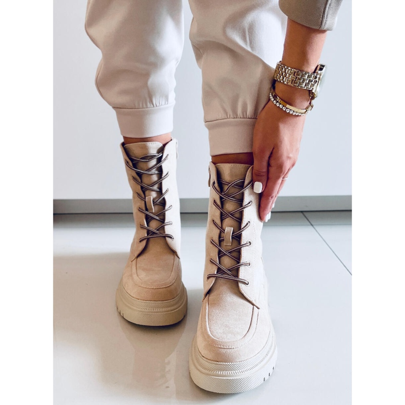PA1 Stivali stringati in suede Roisin Beige 2
