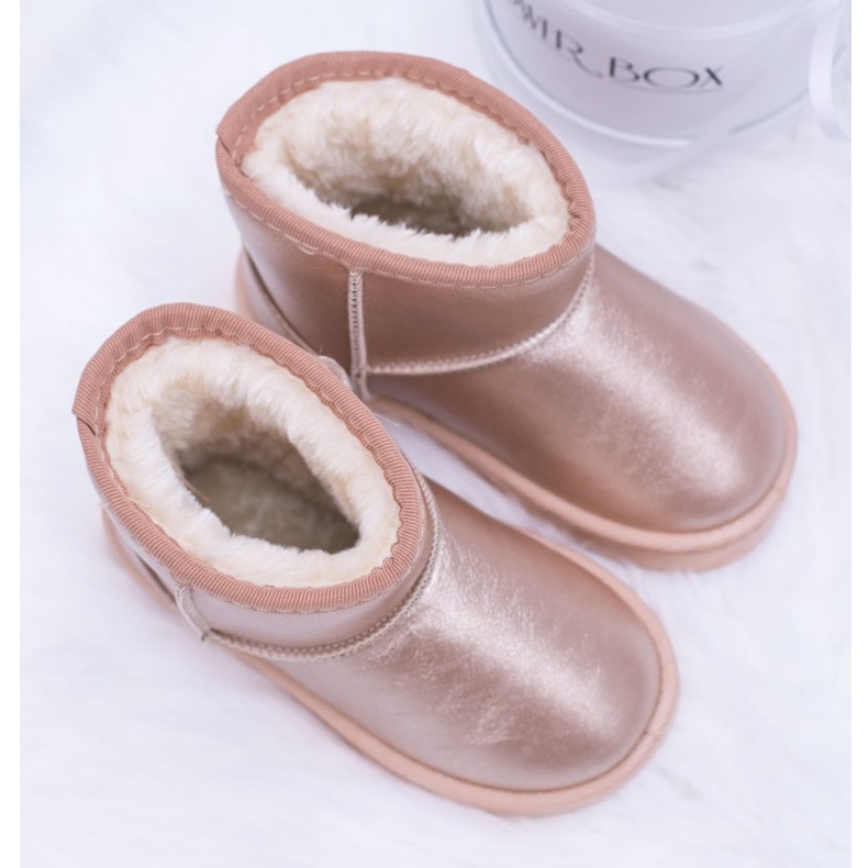FRROCK Caldi stivali da neve per bambini champagne Scooby rosa d'oro 3