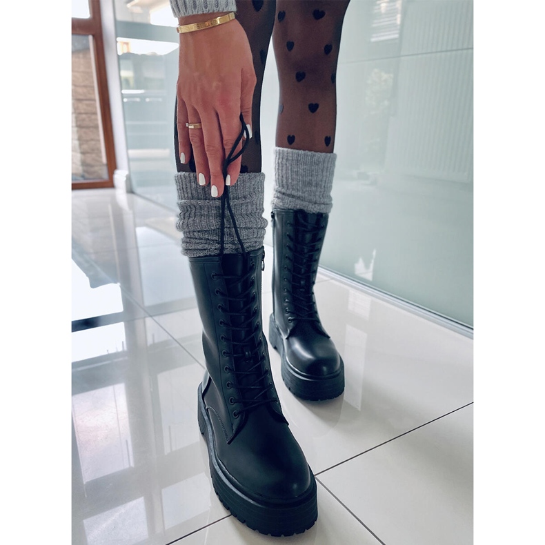 BM Stivali stringati su suola alta Rage Black nero 2