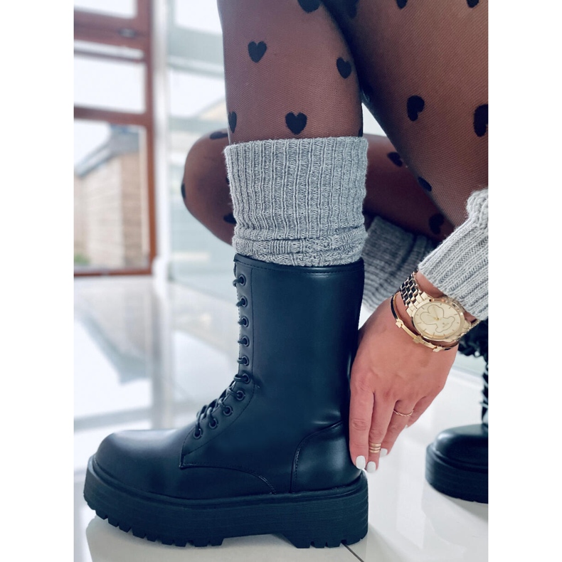 BM Stivali stringati su suola alta Rage Black nero 1