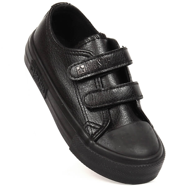 Sneakers da bambino in ecopelle con velcro Big Star nera KK374092 nero 2