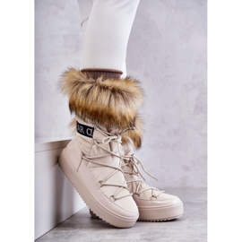 Stivali da neve allacciati da donna beige 6