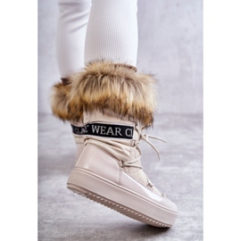 Stivali da neve allacciati da donna beige 3