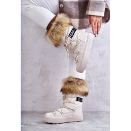 Stivali da neve allacciati da donna beige 5