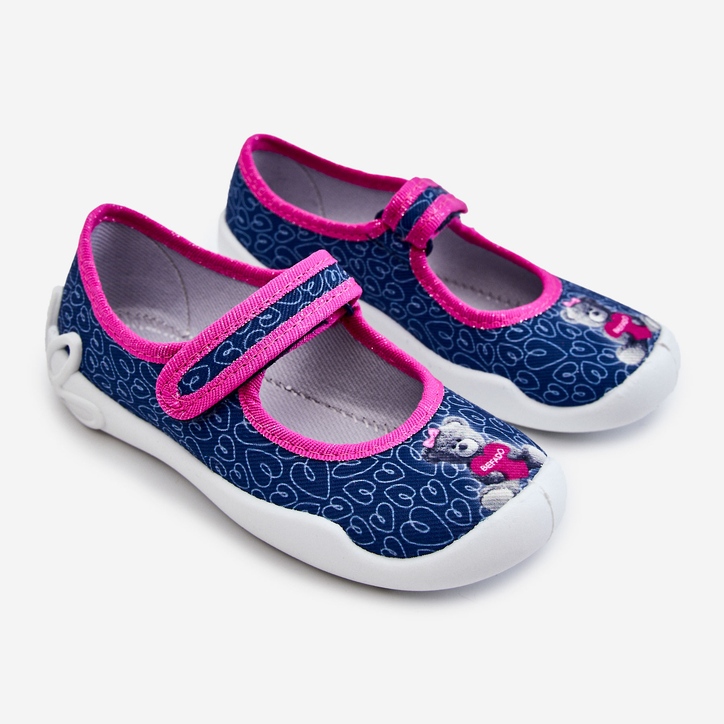 BEFADO S.A. Pantofole da ballerina per bambini Befado Teddy Bear 114X505 blu navy rosa 1