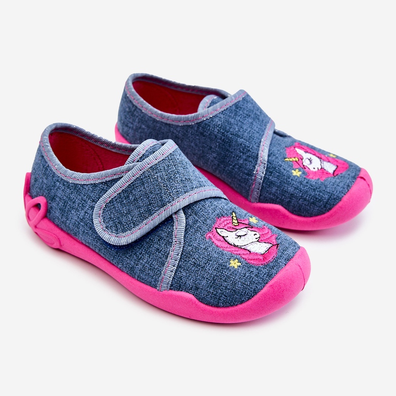 BEFADO S.A. Pantofole per bambini Befado Unicorno 122X016 Blu-Rosa 2