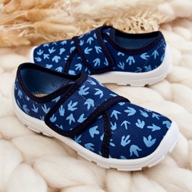 BEFADO S.A. Pantofole per bambini Befado Tracce di un dinosauro 974X476 Blu navy 2