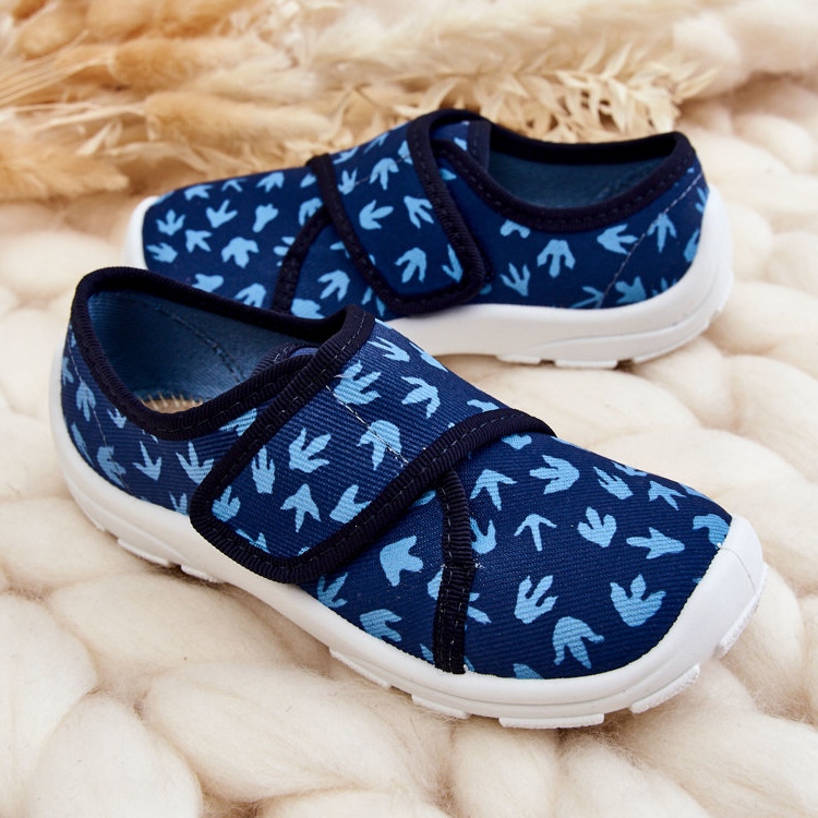BEFADO S.A. Pantofole per bambini Befado Tracce di un dinosauro 974X476 Blu navy 2