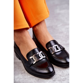 Vinceza Mocassini alla moda in pelle nero Trine 3