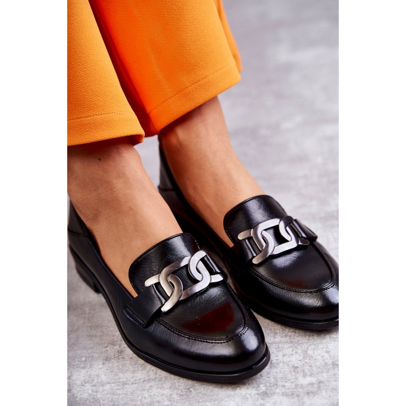 Vinceza Mocassini alla moda in pelle nero Trine 3
