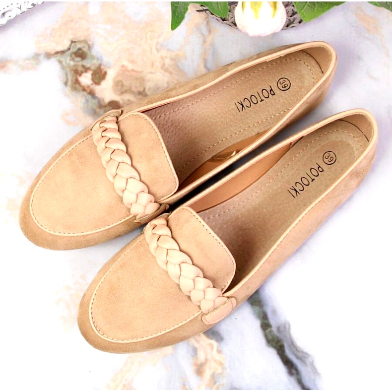 Mocassini Lords beige Potocki WOL64B con cintura decorativa 1