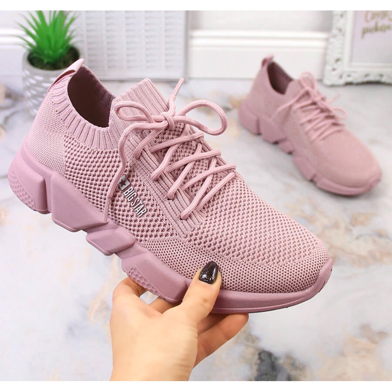 Scarpe sportive comode da donna rosa cipria Big Star JJ274266 1