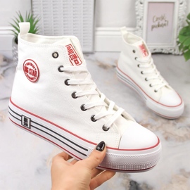 Sneakers alte da donna sulla piattaforma bianca Big Star LL274185 bianco 1