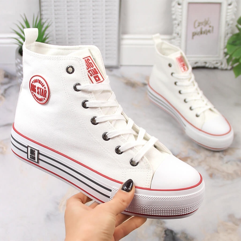 Sneakers alte da donna sulla piattaforma bianca Big Star LL274185 1