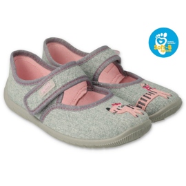 Slifori per bambini di Befado con un gattino 955x006 rosa grigio 2