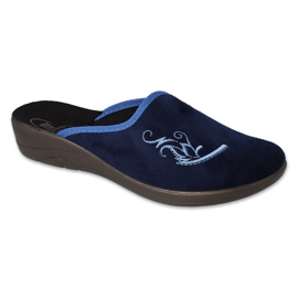 Ciabatte da donna in pu Befado 552D016, blu navy, con ricami 2