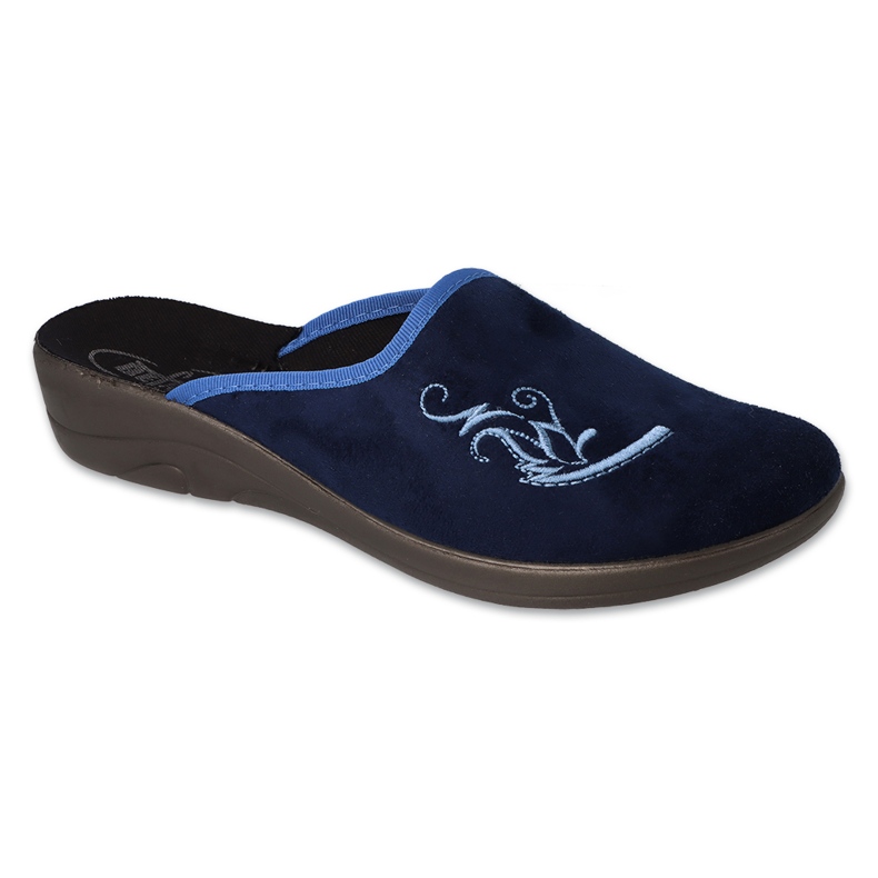 Ciabatte da donna in pu Befado 552D016, blu navy, con ricami 2