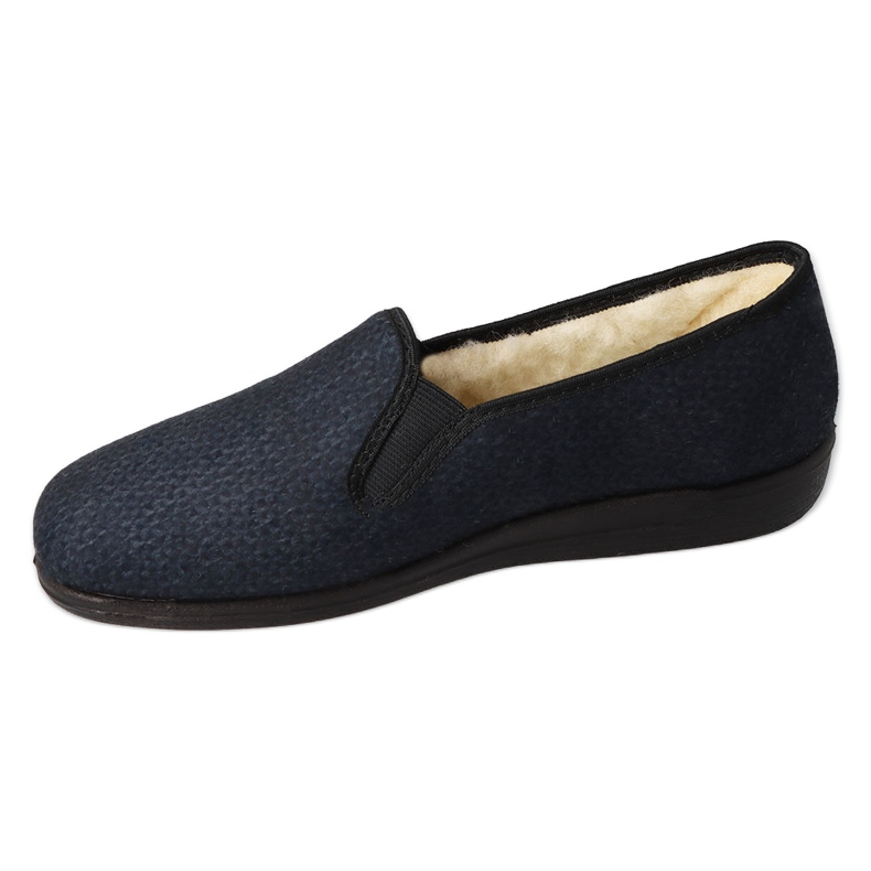 Pantofole da uomo Befado isolate con lana pu 013M319, nero e blu navy 4