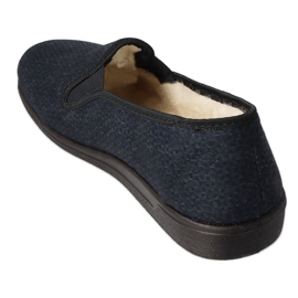 Pantofole da uomo Befado isolate con lana pu 013M319, nero e blu navy 3