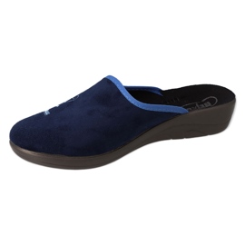 Ciabatte da donna in pu Befado 552D016, blu navy, con ricami 1