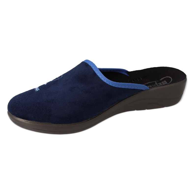 Ciabatte da donna in pu Befado 552D016, blu navy, con ricami 1