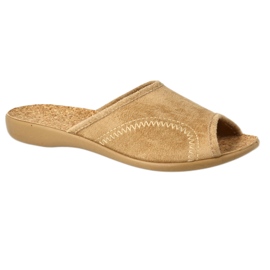Ciabatte da donna in pu Befado 254D138, beige, sottopiede in sughero 1
