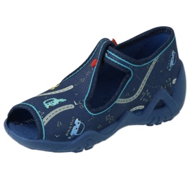 Pantofole per bambini Befado con chiusura 217P117, blu navy 1