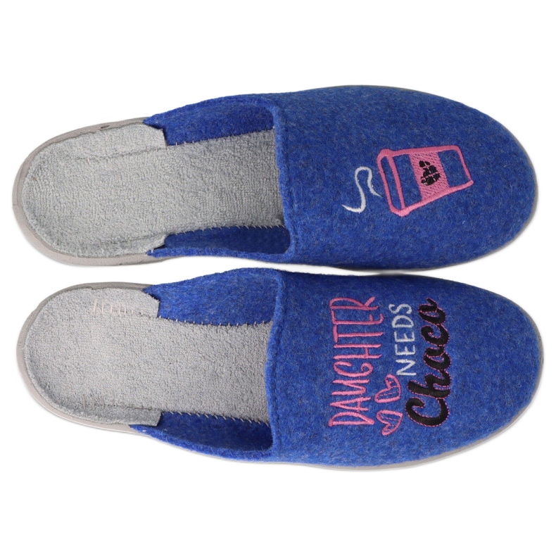 Ciabatte per bambini Befado 707Y429 blu con ricamo 1