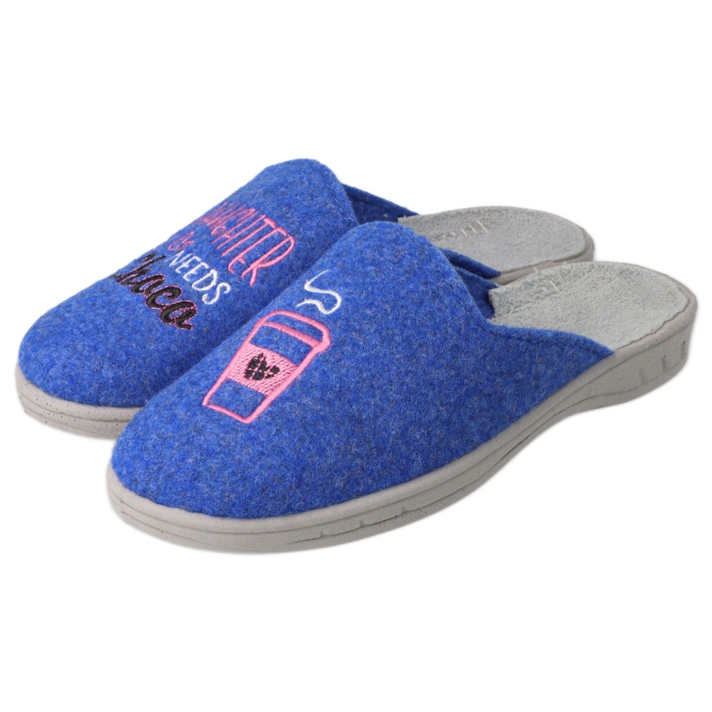 Ciabatte per bambini Befado 707Y429 blu con ricamo 2