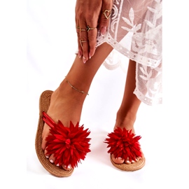 WJ1 Infradito da donna con decoro in tessuto rosso Eviana 3