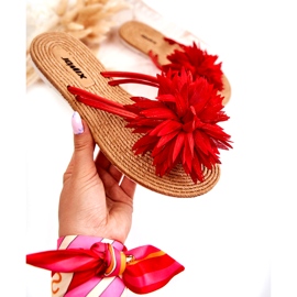 WJ1 Infradito da donna con decoro in tessuto rosso Eviana 2