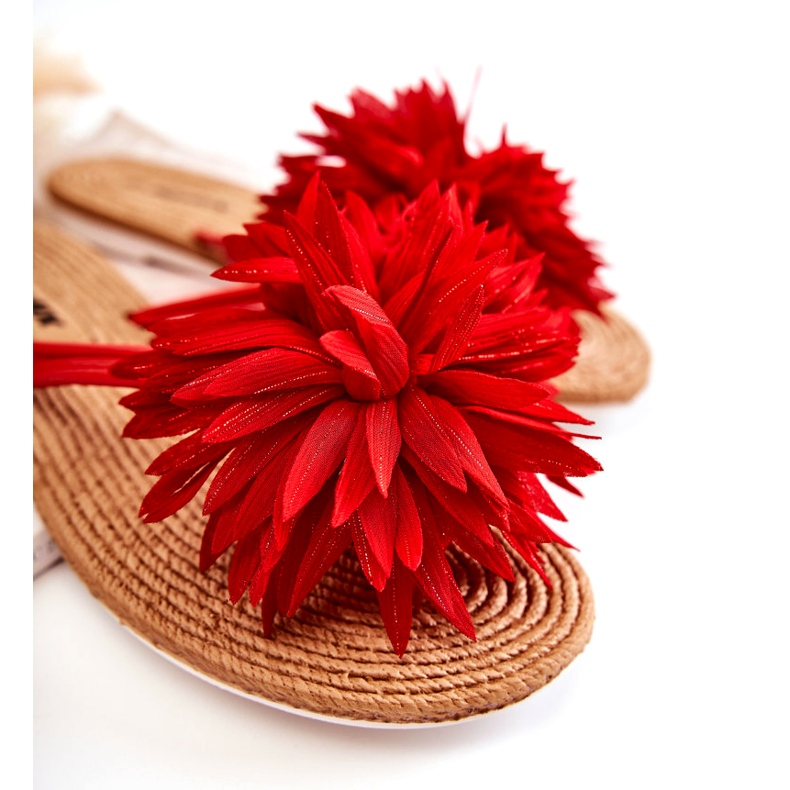WJ1 Infradito da donna con decoro in tessuto rosso Eviana 1