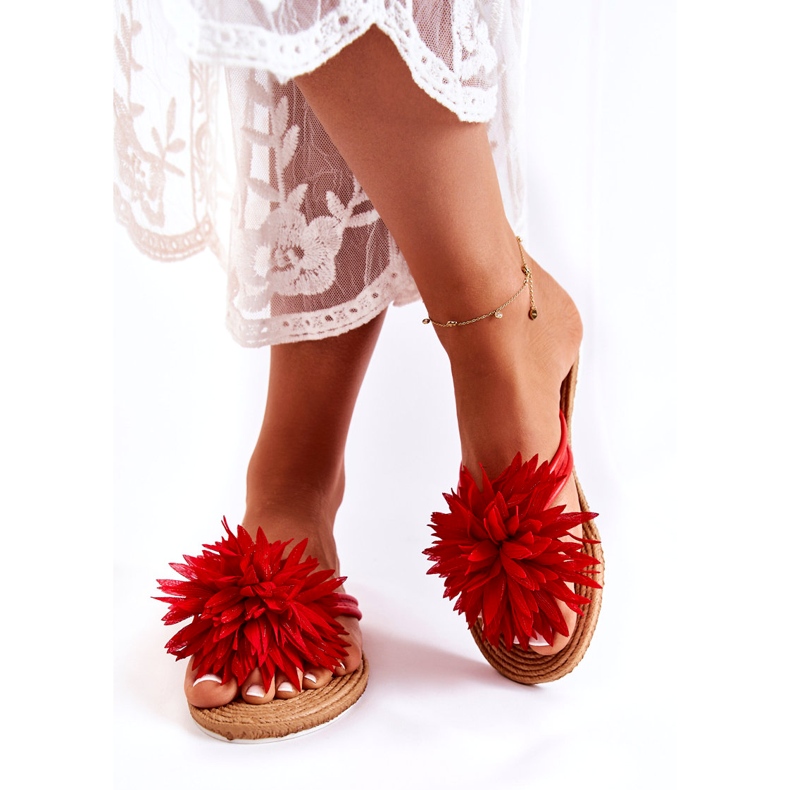 WJ1 Infradito da donna con decoro in tessuto rosso Eviana 4