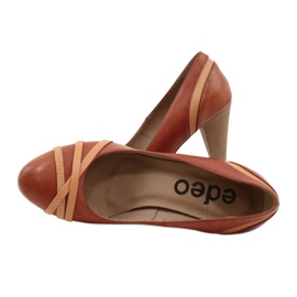Pompe in pelle da donna 1392 marrone decorata con edeo strisce 4