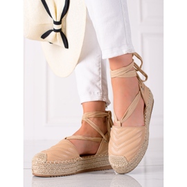 SHELOVET Espadrillas allacciate sulla piattaforma beige 1