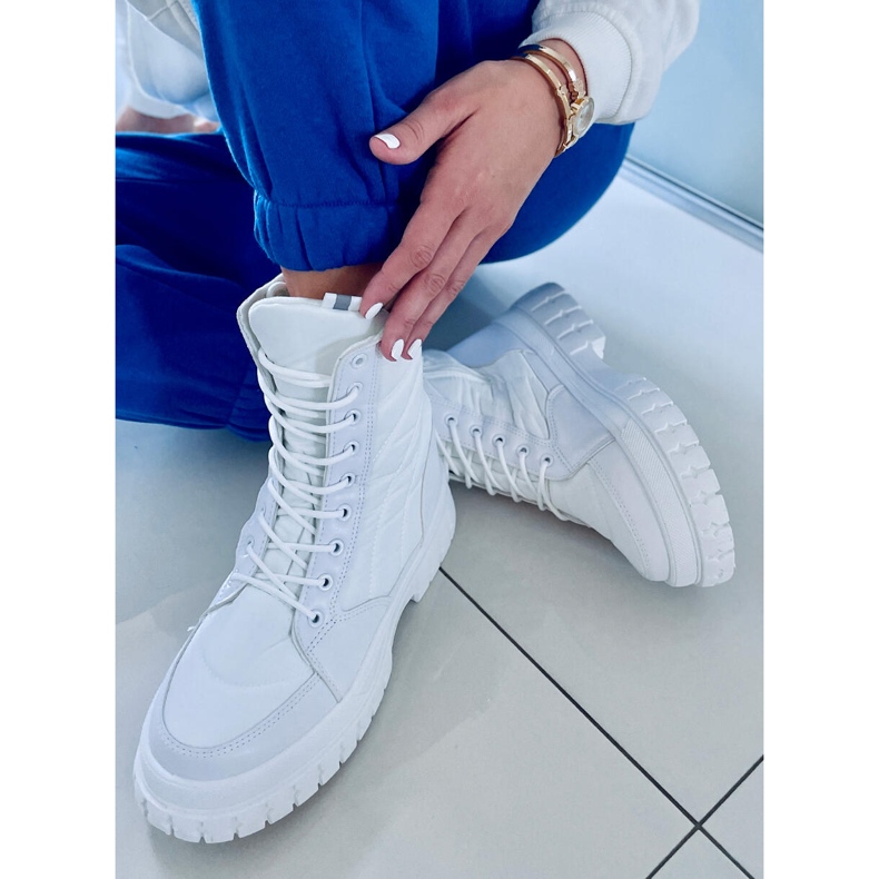 PA1 Stivale stringato piatto Barkin Blanco bianco 1