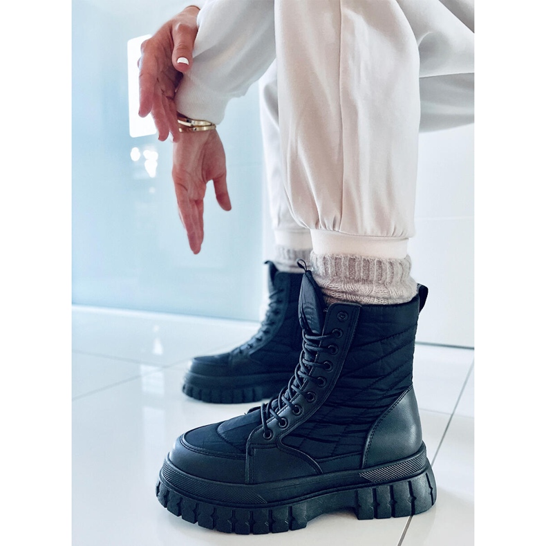 PA1 Stivale stringato piatto Barkin Negro nero 1