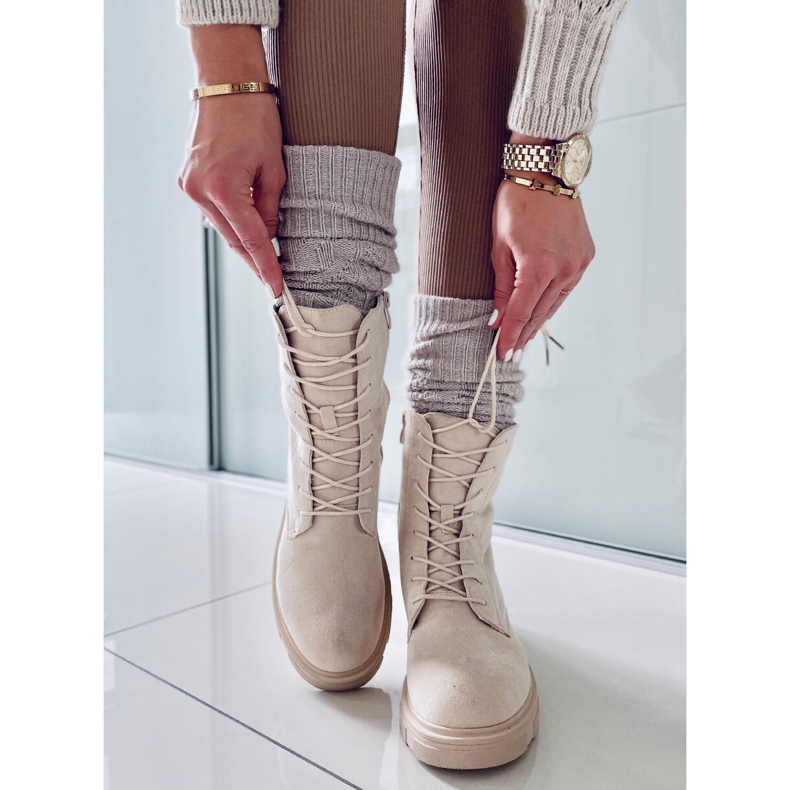 PA1 Stivaletti in camoscio con lacci Lavey Beige 1