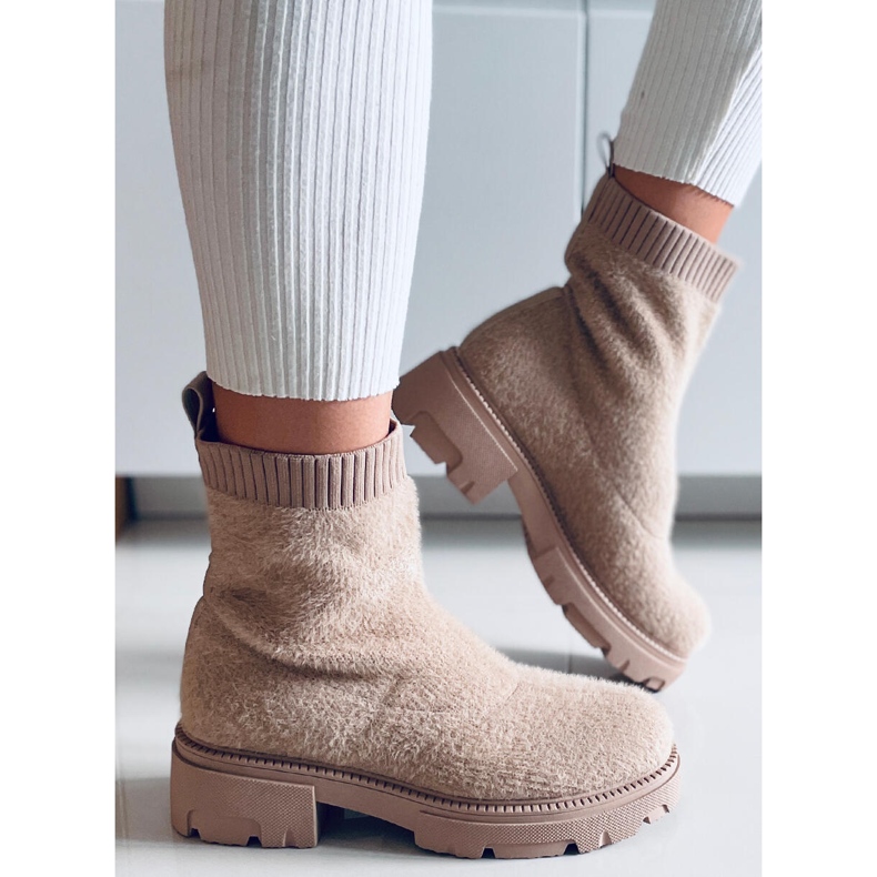PA1 Roanna Kaki stivali a calzino beige 2