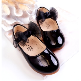 Vinceza Ballerine per bambini in vernice, con velcro e fiocco, nere nero 2