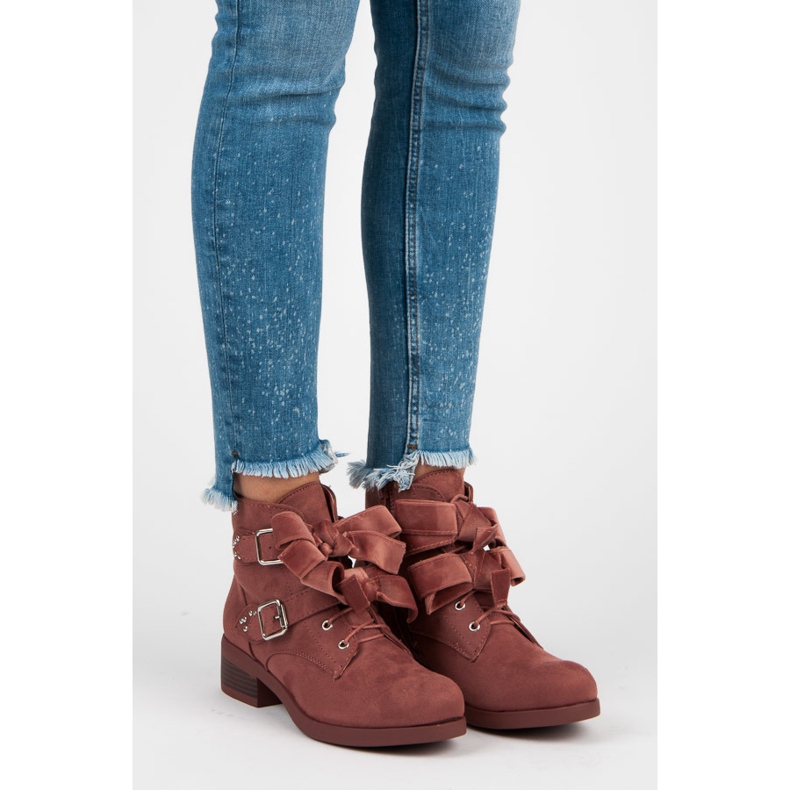 Ideal Shoes Stivali con fiocchi rosa 1