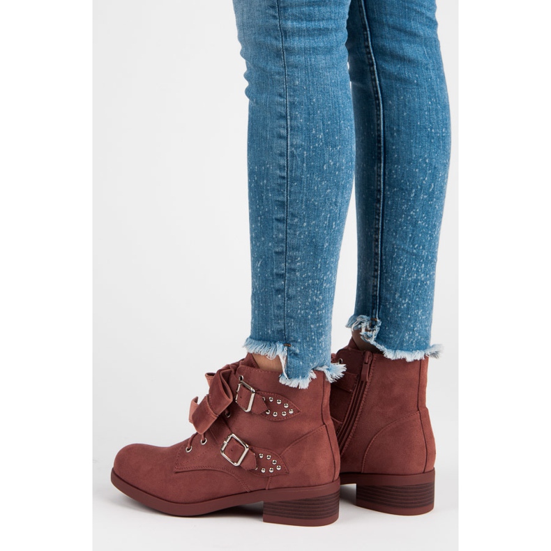 Ideal Shoes Stivali con fiocchi rosa 2