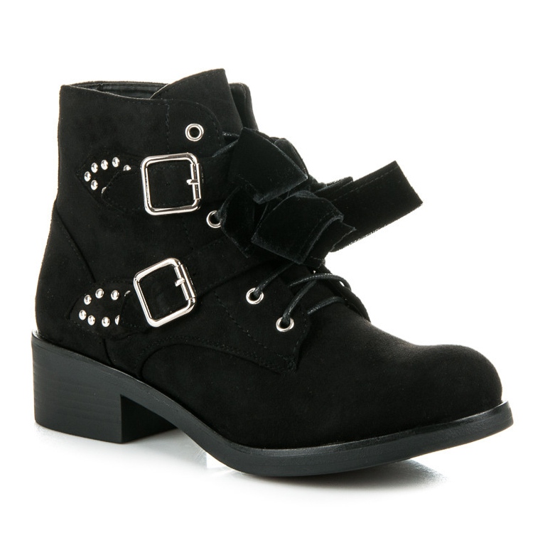 Ideal Shoes Stivali con fiocchi nero 1