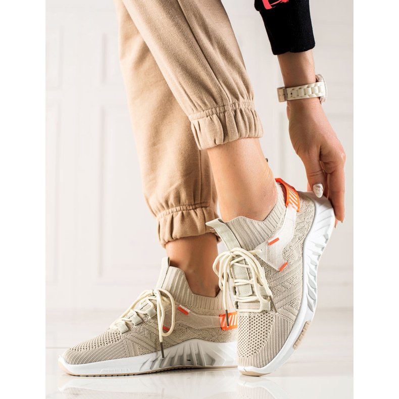Weide Sneakers in tessuto alla moda beige 1