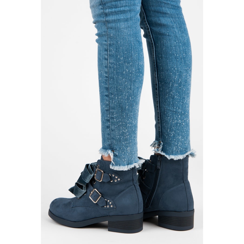 Ideal Shoes Stivali con fiocchi blu 2