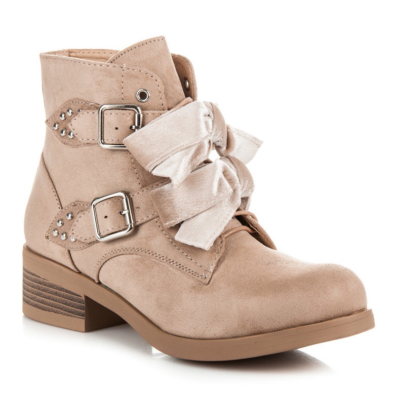 Ideal Shoes Stivali con fiocchi marrone 1
