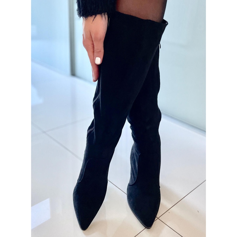 PA1 Farrah Stivali con tacco in camoscio nero 2